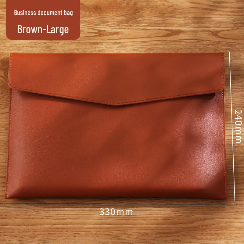 Large Capacity A4 Leather File Bag - Multifunctional Business Office Folder