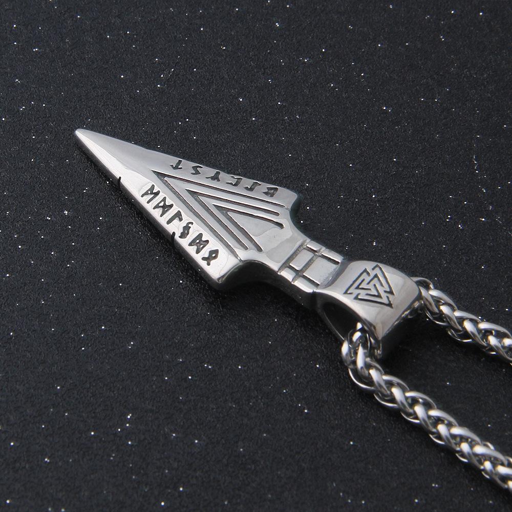 Viking Gungnir Spearhead Necklace Odin Spear Valknut Rune Pendant Stainless Steel Nordic Warrior Amulet for Men