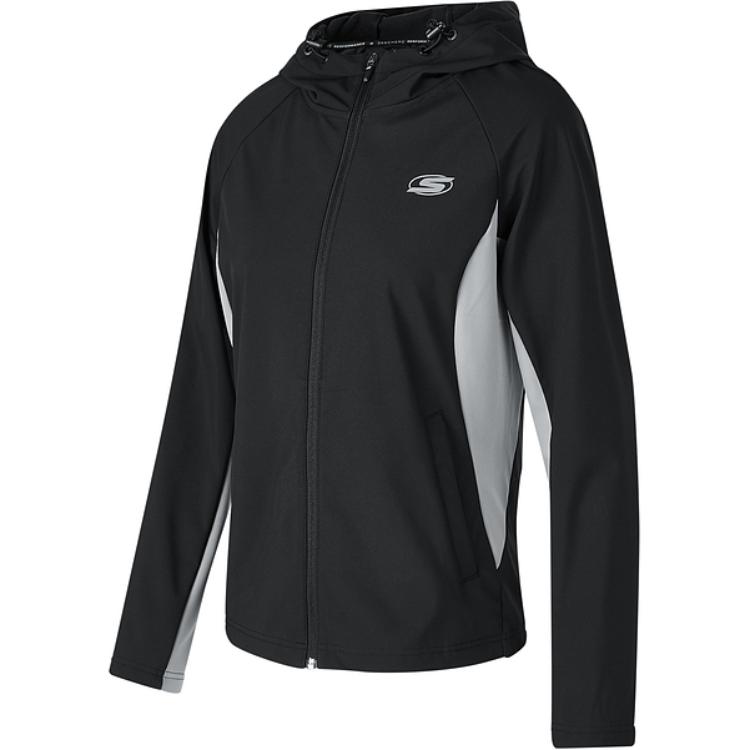 Skechers Sports Lifestyle Fleece Lined Lightweight Soft Hooded Jacket Women jackets Carbon-Black P424W113-0018 S