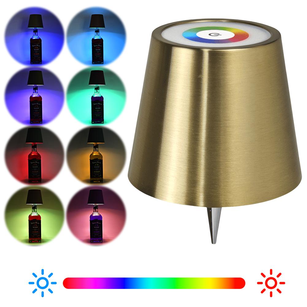 LED Table Lamp Rechargeable RGB Bottle Lamp 2000mAh Dimmable Cordless Bottle Light for Bedroom Restaurant & Bar Christmas Gifts