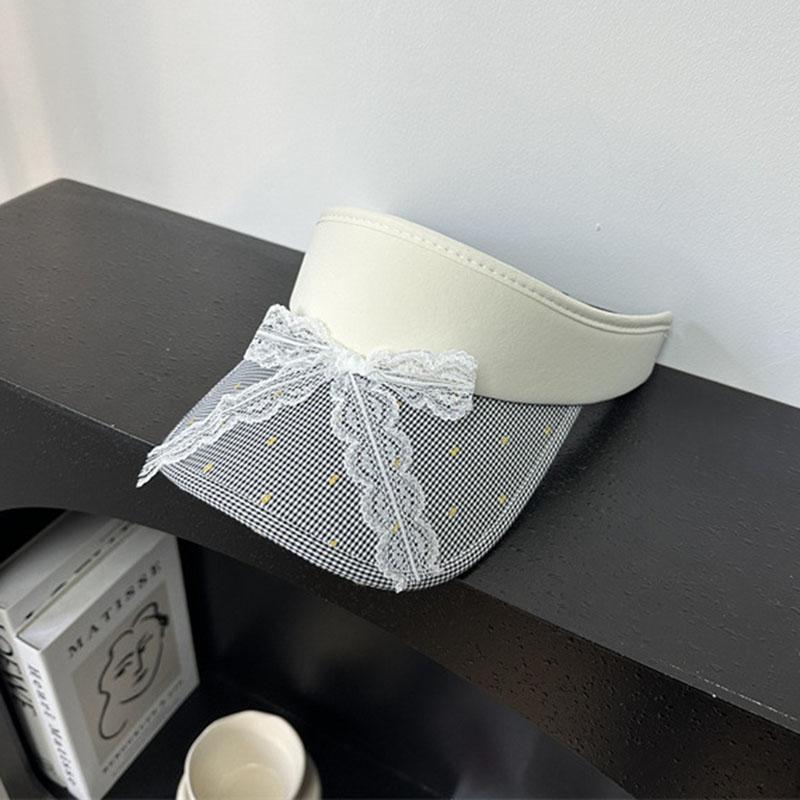 

Korean Version INS Sweet Bow Polka Dot Duck Tongue Sun Hat Women s Summer Sun Protection Empty Top Hat Baseball Sports Hat adjustable чёрный