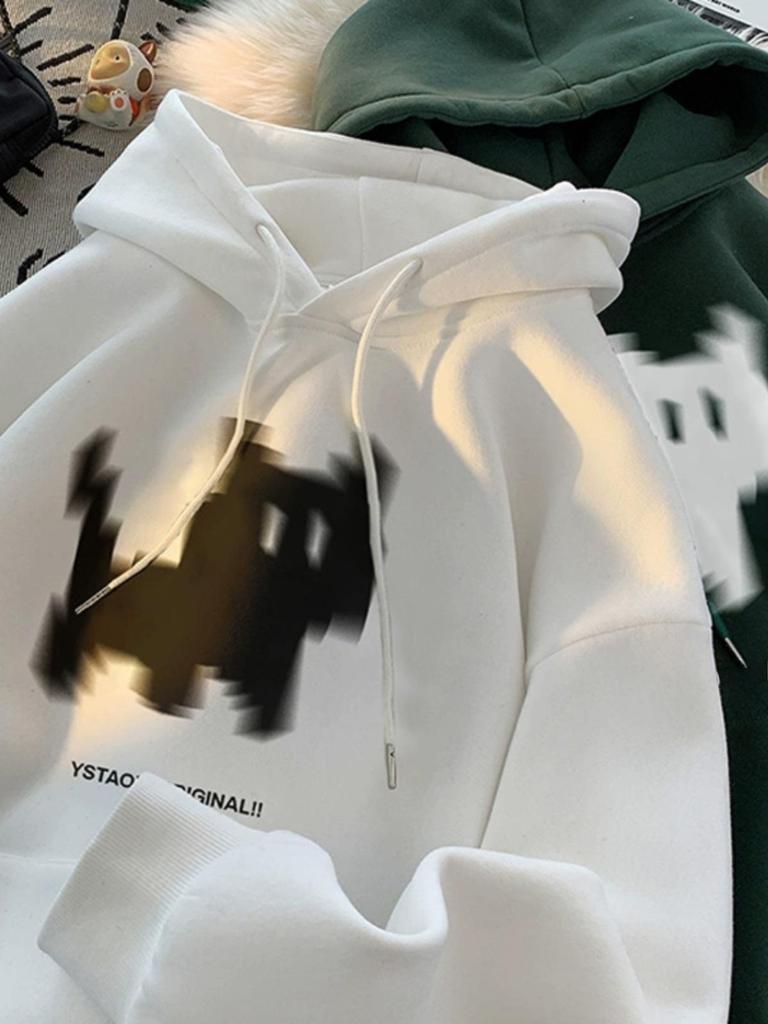 Men's Oversize Kitten Hooded Sweatshirt - Trendy Retro American Style for Spring and Autumn