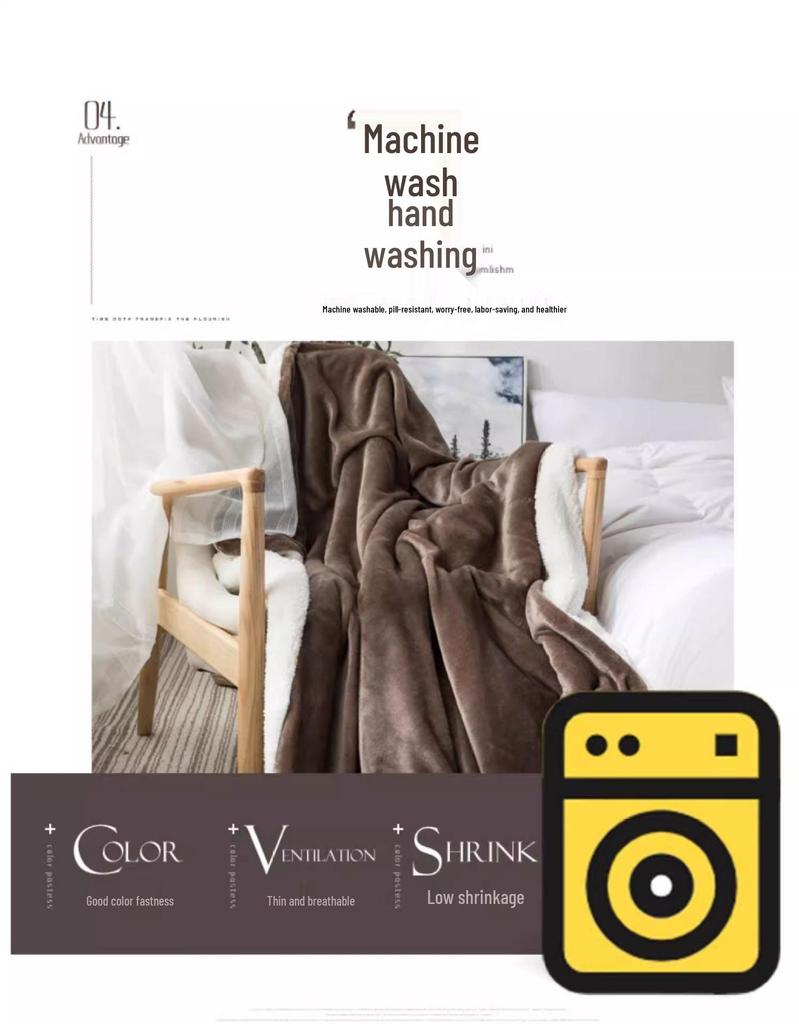 Xianci Double-Layer Lambswool Coral Fleece Throw Blanket for Sofa and Office