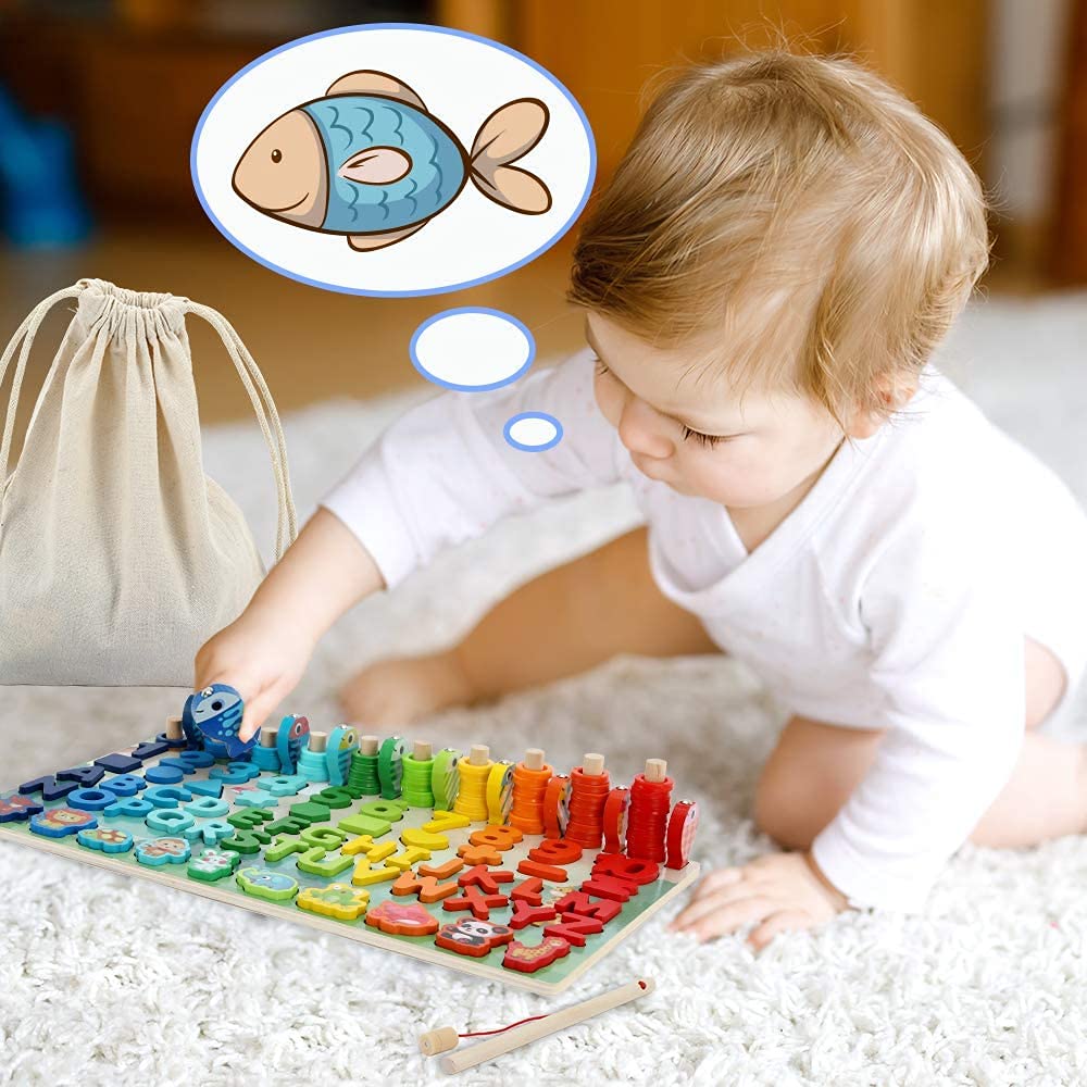 TOXINYUAN Wooden Montessori Number and Alphabet Educational Toy for Boys and Building Teaching Math and Teaching Kindergarten Entry Birthday Christmas