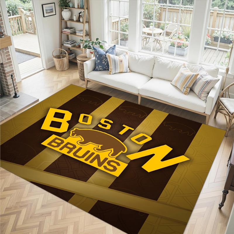 Design Boston Bruins Tappeto in Velluto di Cristallo Accogliente Non?Tappeto Stampato Antiscivolo per Camera da Letto Soggiorno Ingresso