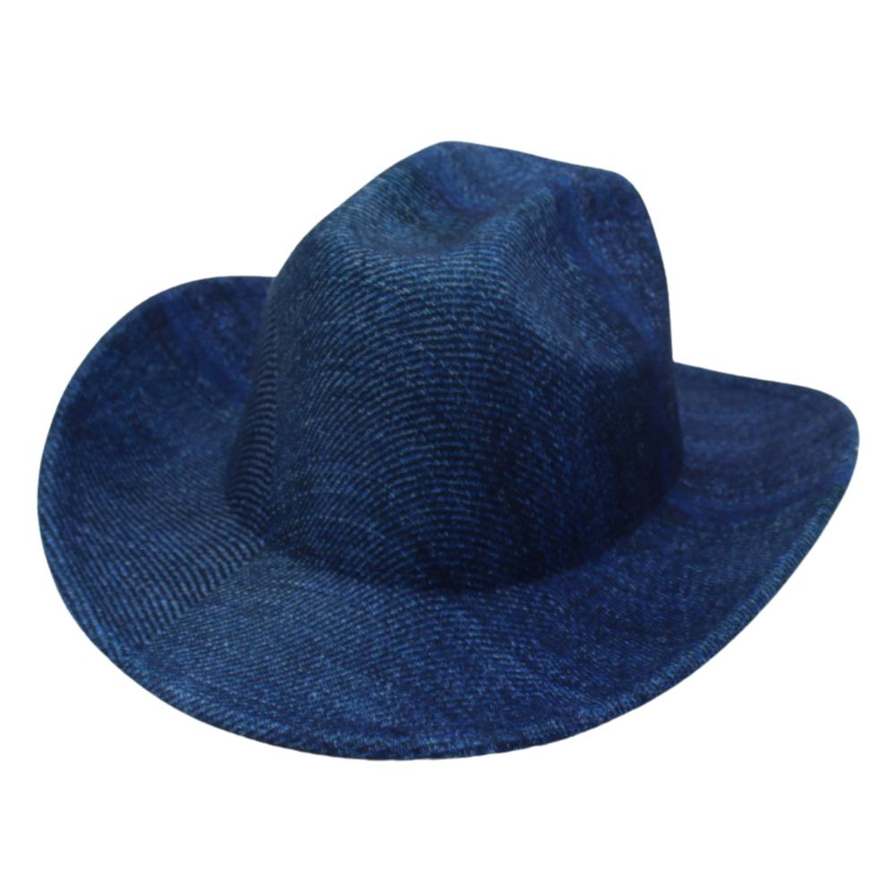 Blue European And American Top Hat Western Cowboy Hat Texture Jazz Hat Felt Hat Wholesale Temperament Top Hat Men And Women