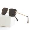Fashion metal frameless trimmed sunglasses women's trend versatile street shot sun protection and UV protection sunglasses men