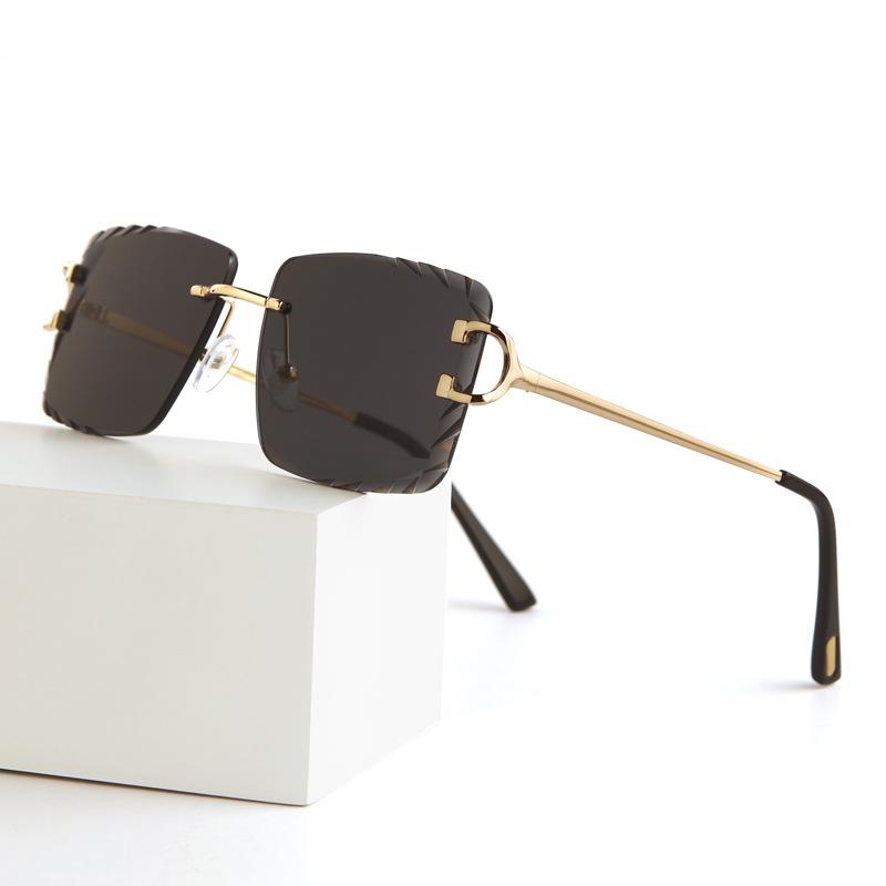 Fashion metal frameless trimmed sunglasses women's trend versatile street shot sun protection and UV protection sunglasses men