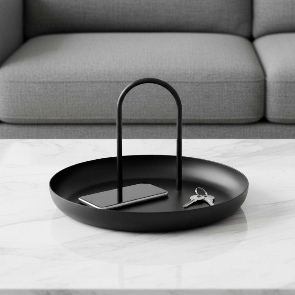 Servírovací podnos s rukojetí, slitina hliníku, kulatý podnos ABS, domácí dekorace, úložný podnos, stůl v jídelně