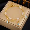 Gold Evil Eye Crystal Layered Anklet