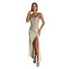 Temperament tube top high split sequined dress, bead splicing double-sided inner long dress women's vacation dress