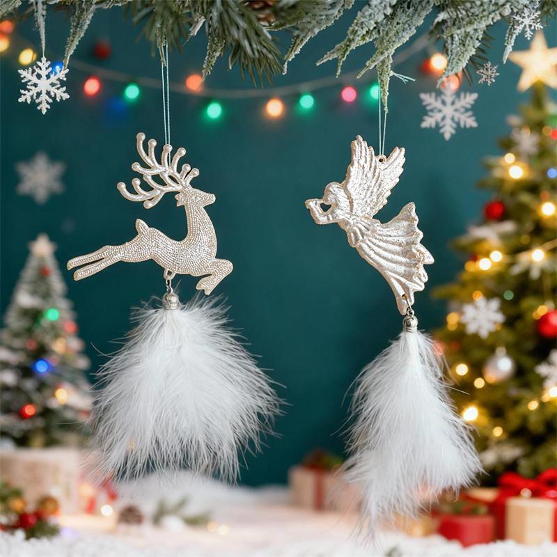 1PC Acrylic Christmas Christmas Elements Christmas Tree Pendant Decoration Atmosphere Gift Feather Decoration Holiday