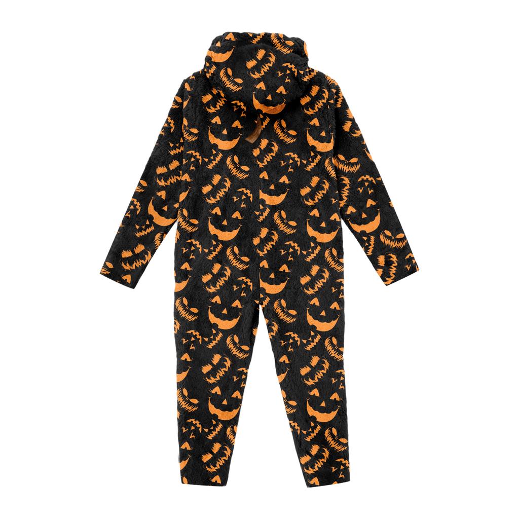 Damen Flannel Overall Loungewear Set mit Halloween-Print für den Urlaub