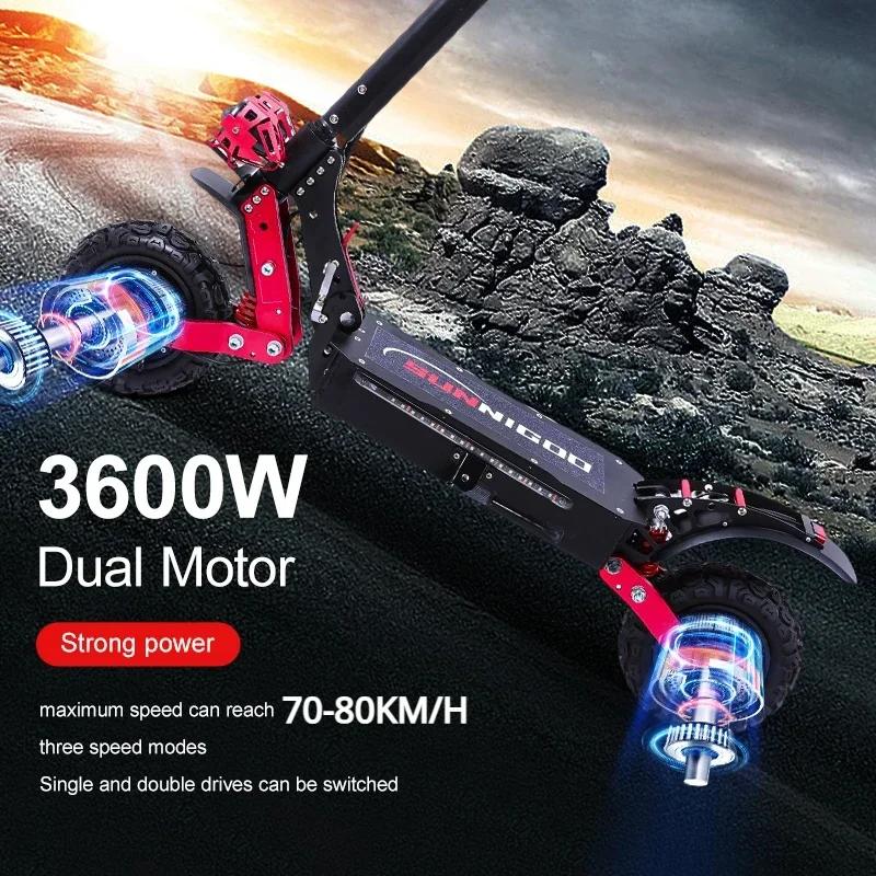 Hulajnoga elektryczna EU 2025 X7 z podwójnym silnikiem 3600W 48V 21AH Maksymalna prędkość 65-70KM/H Maksymalny zasięg 60KM 11-calowe duże koła Hulajnoga elektryczna terenowa