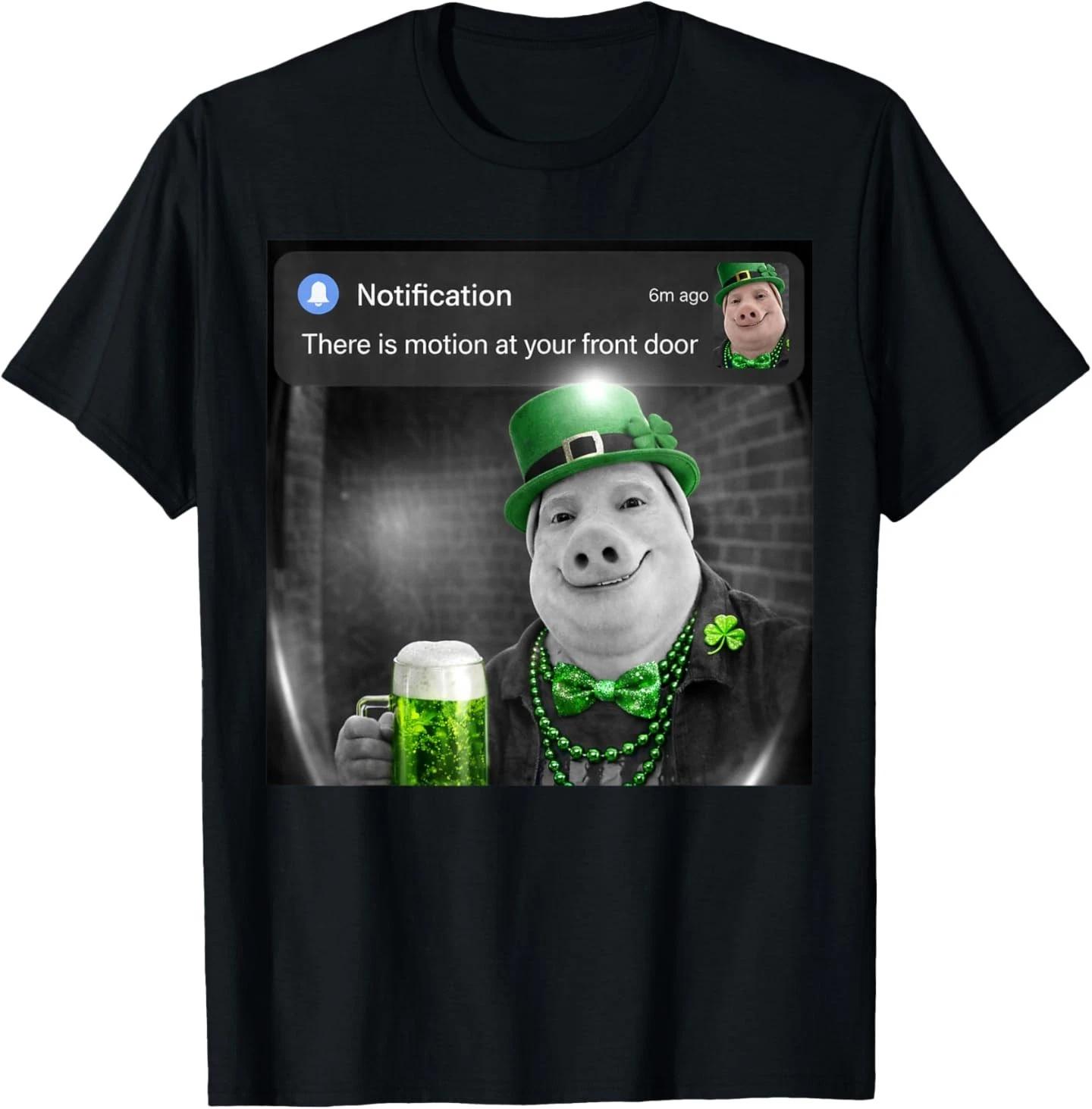

Funny St Patricks Day John Pork with Motion Meme T-Shirt 4XL