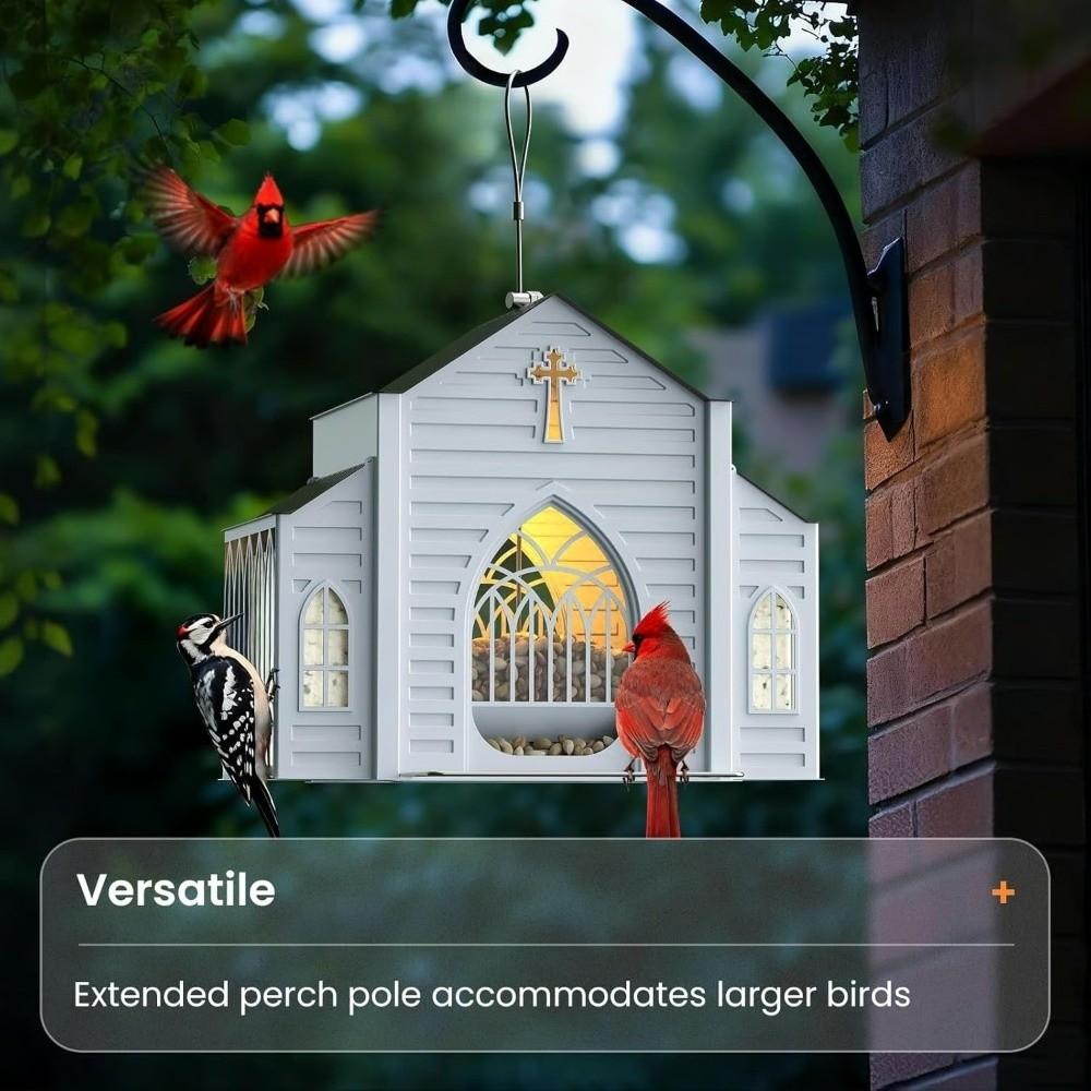 Heavy-Duty Solar Bird Feeder Solar-Powered Metal Bird House Hanging Wild Bird Feeder Various Birds