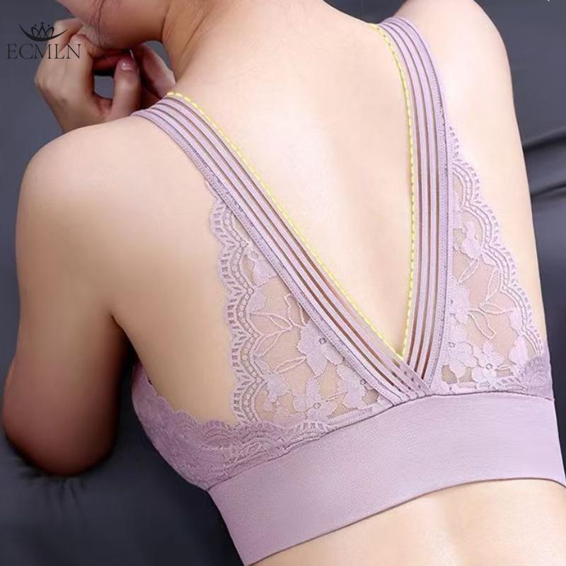 Sexy Lace Beautiful Back Wrap Vest with Breast Pads Large Size Anti-exposure Bottoming Chest Wrap Bra Underwear Bralette for Women