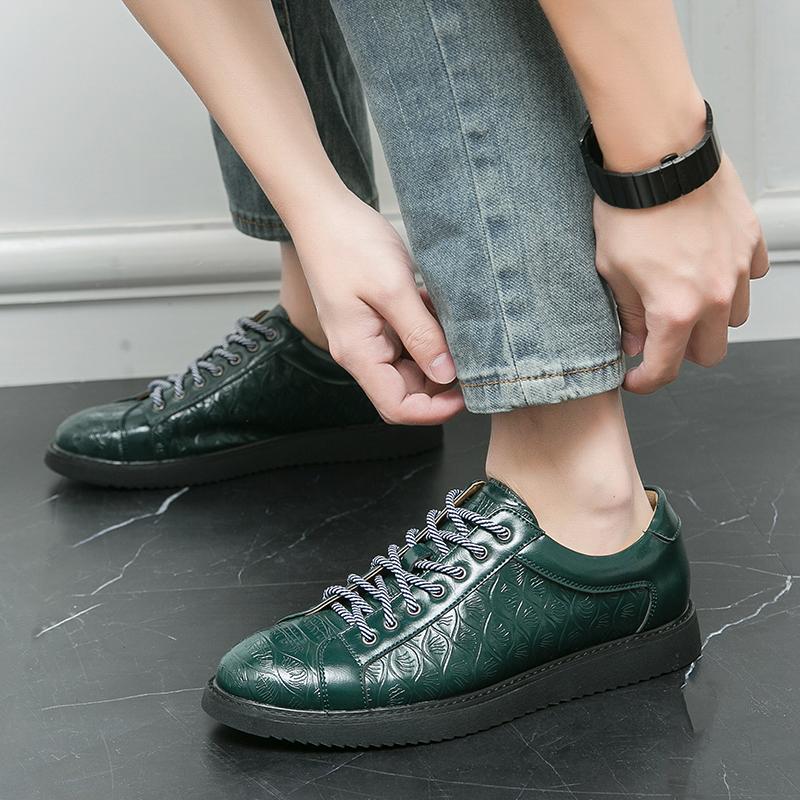 Fashion New Men's Printing Pattern Patent Leather Casual Shoes Male Walking Loafers Sneakers Tenis Masculino Zapatos Hombre