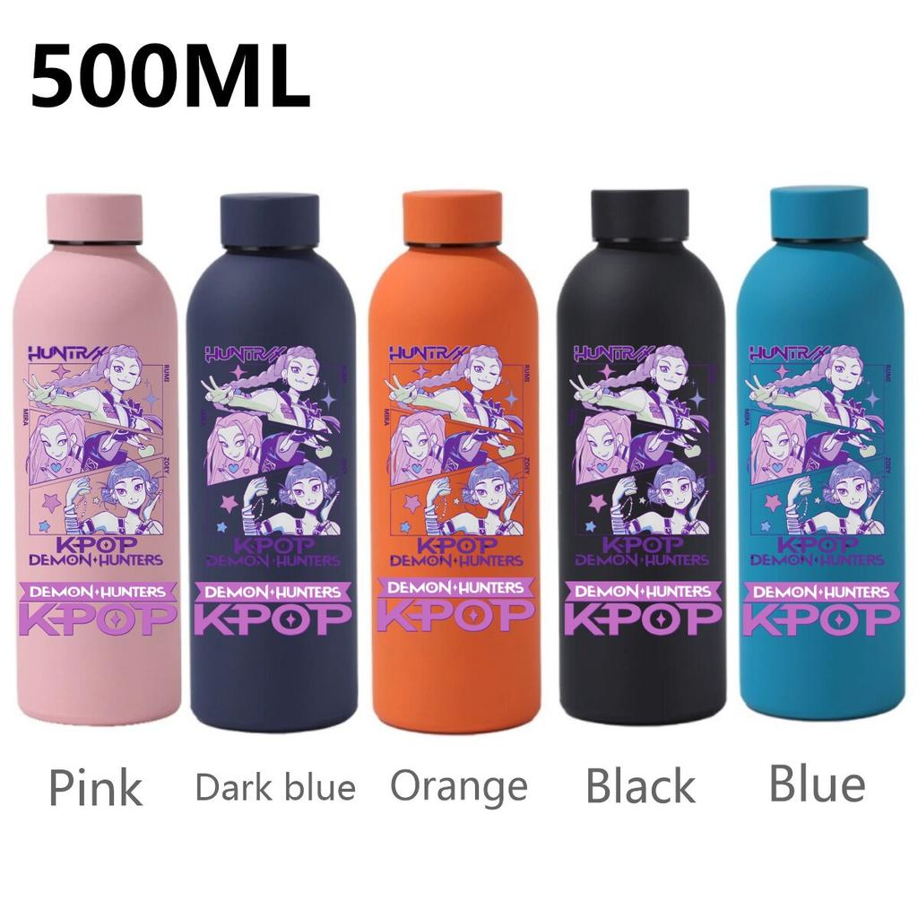 500ML KPop Dämonenjäger Cartoon Druck Sport Auslaufsicher Hohe Qualität Edelstahl Isoliert Wasserbecher Geburtstag Geburtstag Hohe Qualität Geschenke