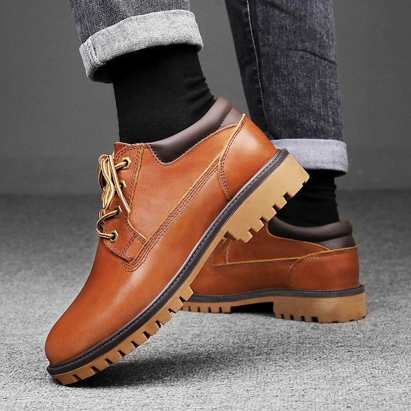Genuine leather men's shoes Classic British Fashion Thick Bottom Style Formal Party Office High quality adult shoes Retro Brown