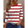 Color Block Striped Crew Neck Long Sleeve T-Shirt Slim Fit Casual Top Daily Wear