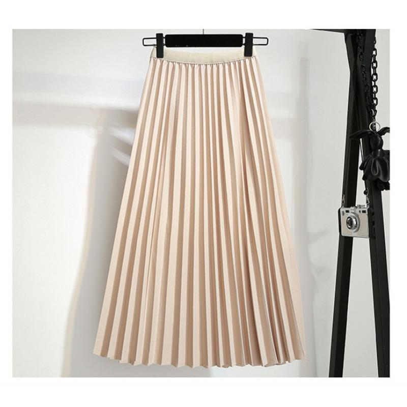 Jupe plissée trapèze élégante pour femmes, longue, décontractée, taille haute, Maxi, printemps été