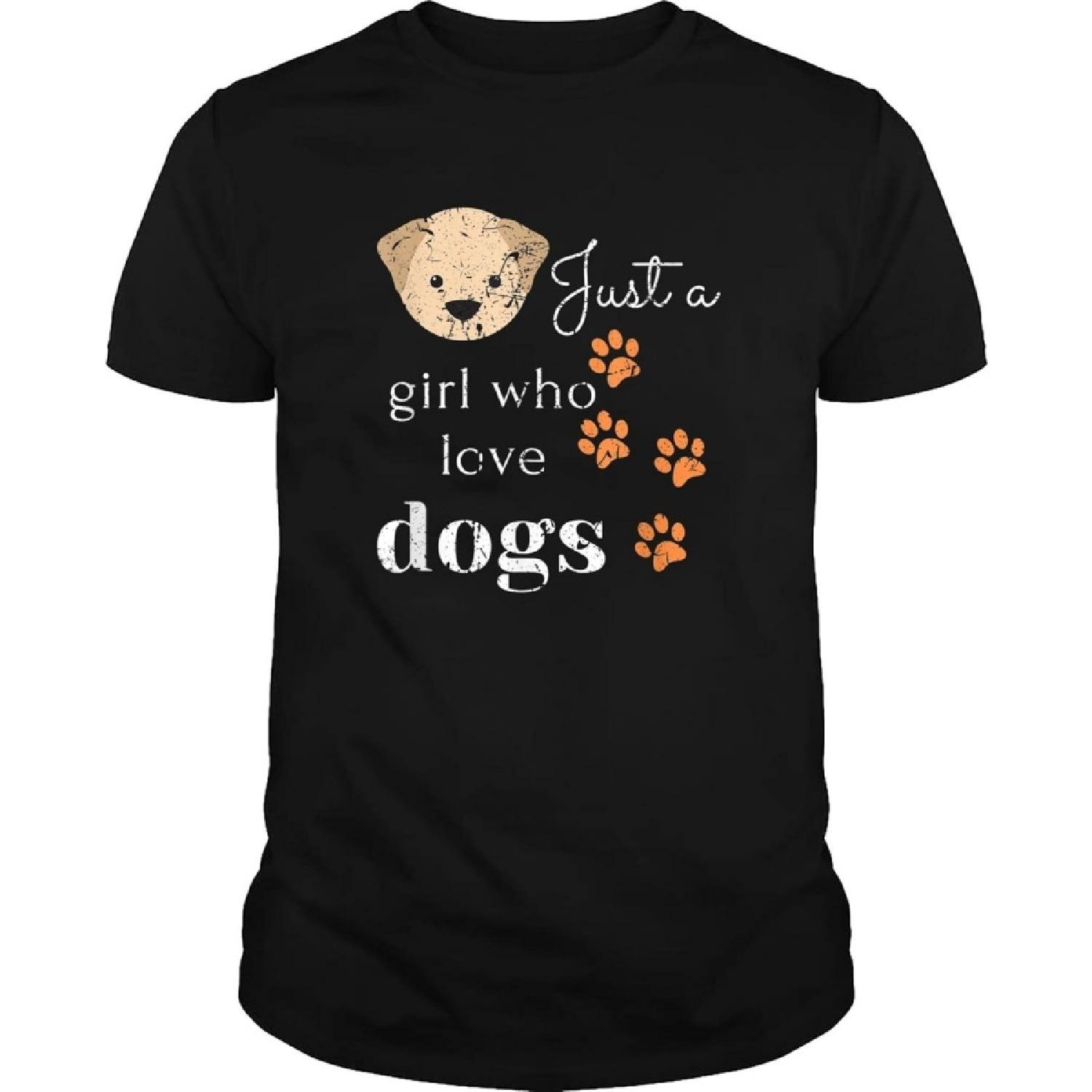 GGANICA Dog Owner Animal Pet Lover Just A Girl Who Love Dogst-Shirt-Funny Workout Shirts for Men-Men Graphic Tees Black S