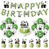 Bamboo Panda Theme Birthday Party Tableware Set: Disposable Tablecloth, Plates, Napkins, Cups, and Pull Flags