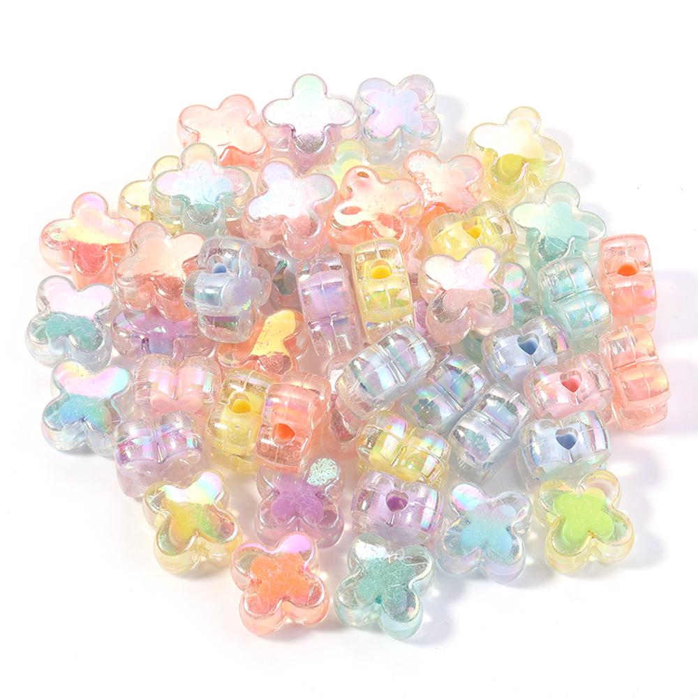 50pcs/lot Colored Acrylic Round Beads Loose Spacer Star Flower Pumpkin Bead For Girls DIY Charm Jewelry Making Bracelet Necklace