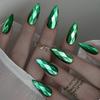 Almond-Shaped 3D Cat's Eye Green Detachable Fake Nails