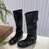 Women's Knee-High Boots: Two-Way Wear, Hidden Heel, Buckle Detail, Mary Jane Flats, Street Style, Summer/Autumn Sandals.