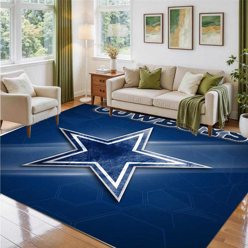 Dallas Cowboys Design Crystal Velvet Rug Soft Decorative Mat for Bedroom Entrance