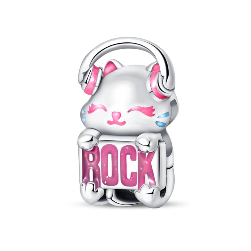925 Silver Color Pink Rabbit Sheep Cat Dog Animal Charms Beads Fit 3mm 925 Bracelets Fine DIY Birthday Jewelry Make