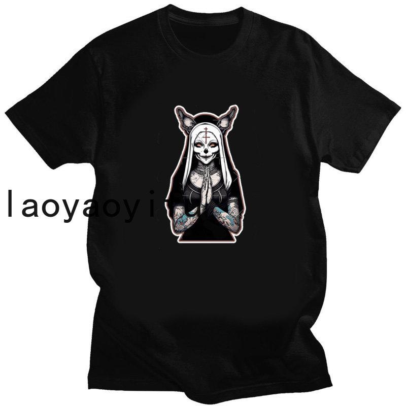 Bad Fun Nun Religion Tshirt New Men Print Aesthetic Shirt O-Neck Short Sleeves Summer Casual Homme O-Neck Tee Shirt Streetwear