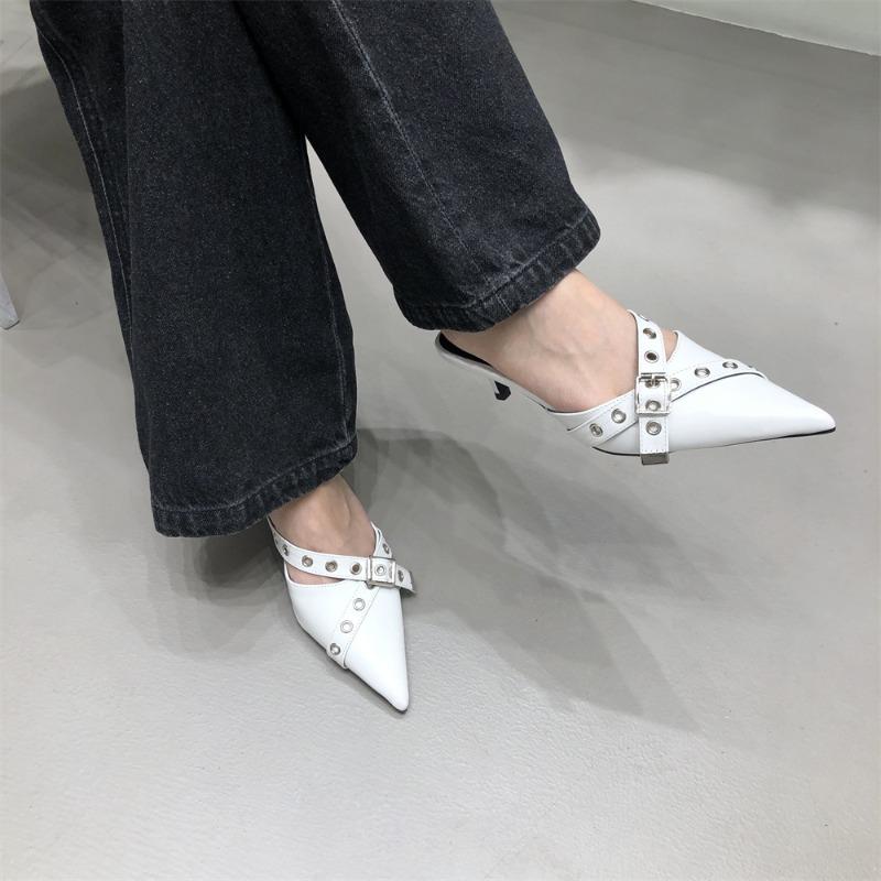 Summer Womens Shoes Sexy Pointed Toe Half Slippers Fashion High Heel Cool Slippers for Women Luxury Banquet High-heeled Slippers