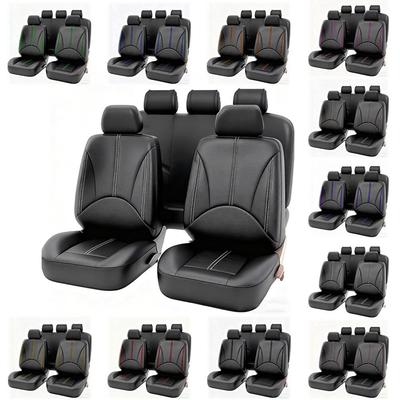 Universal Patchwork PU Leather Car Seat Cover for 5-Seater - Fits European, American, and Mexican Models