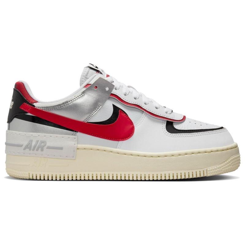 Nike Zapatillas para Mujer Air Force 1 Low Shadow Blanco Plata Rojo Gimnasio FN6335-100