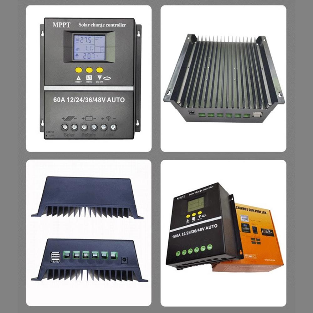 100A MPPT Solar Charge Controller for 12 24 36 48V Auto RV Acid Lithium Battery LCD Display Dual USB Intelligent