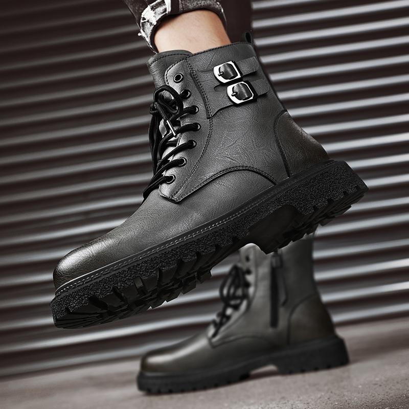 Stivali alla Moda in Vera Pelle da Uomo Stivali da Motociclista Alla Moda Alti Stivali alla Caviglia da Uomo di Alta Qualità Nuovi Scarpe Casual Invernali Calzature Maschili