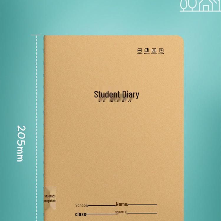 Thickened Cowhide Paper Elementary Student Diary 32K Grid Notebook