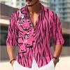 Men's Tiger Printed Long Sleeve Shirts Casual Cardigan New Button Holiday Fashion Shirts