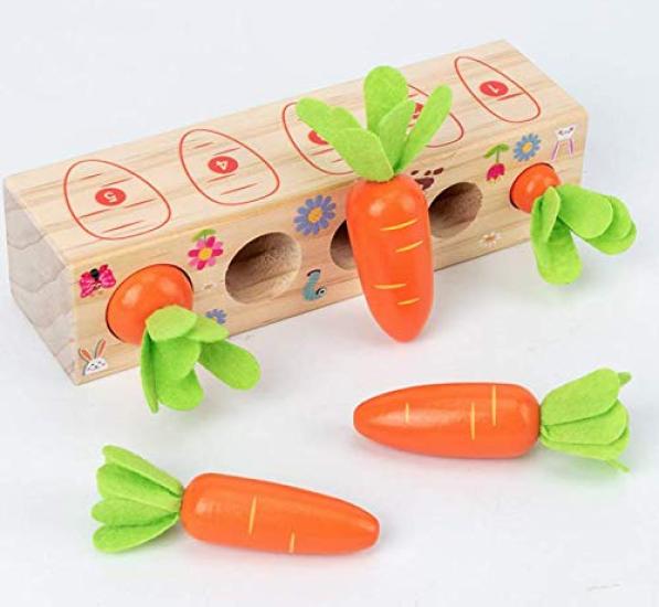 

Wooden carrot shape sorting puzzle Montessori teaching aid (various thicknesses)