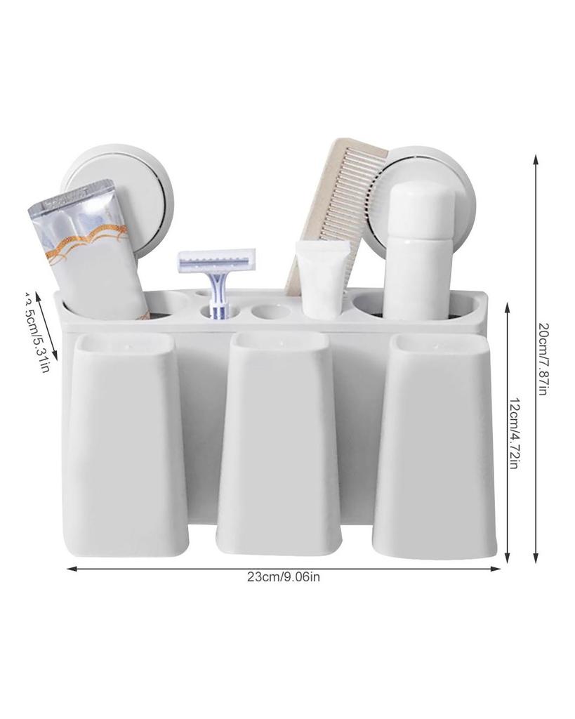 Zahnbürstenhalter Organizer Wandmontage Badezimmer Zahnpasta Rack Mundwasser Tassen Behälter