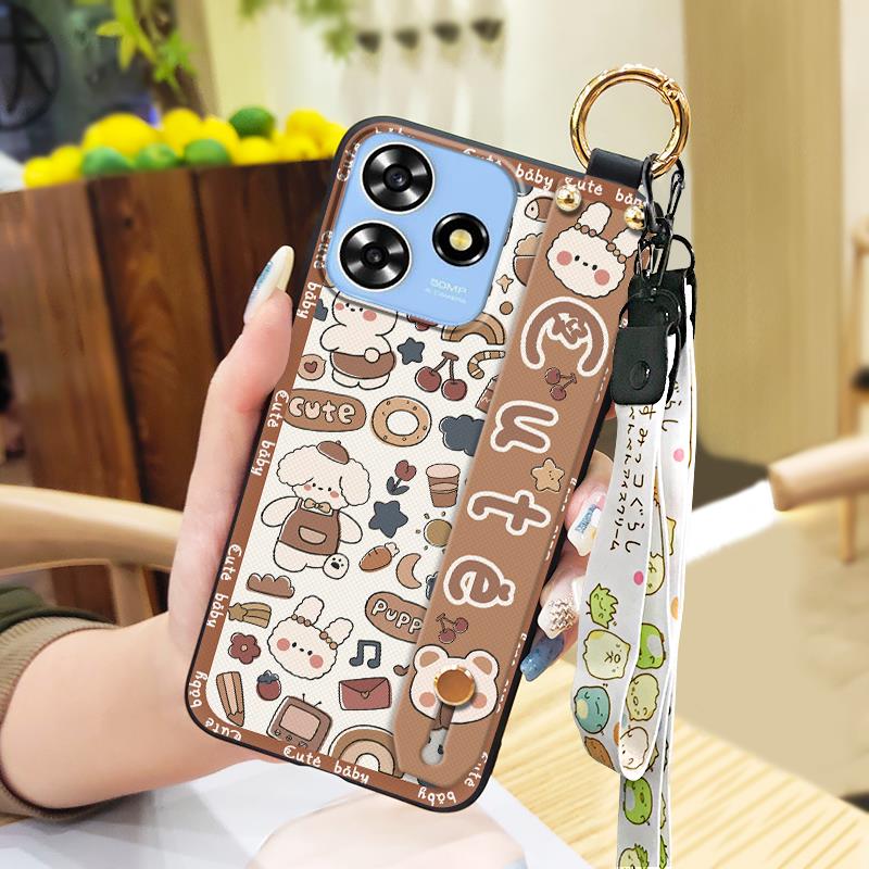 Back Cover Cartoon Phone Case For ZTE Blade A73 4G/V50 Smart Cute Kickstand Wristband Shockproof Waterproof Soft case