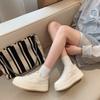 New 2025 autumn leather fashion thick-soled lace-up casual shoes women's small height-increasing board shoes women's white shoes