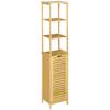 Tall Bathroom Cabinet, Slim Storage Cabinet, Tallboy Bamboo Storage Unit with 3-Tier Storage Shelves and Freestanding Organiser, Natural
