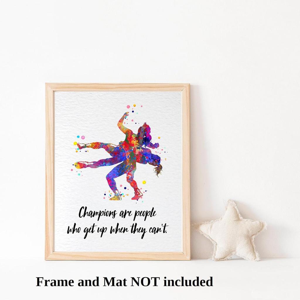 Dignovel Studios 8X10 Unframed Wrestling Girls Wrestler Sports pirational Quotes Watercolor Art Print Poster Wall Hanging Decor DN817