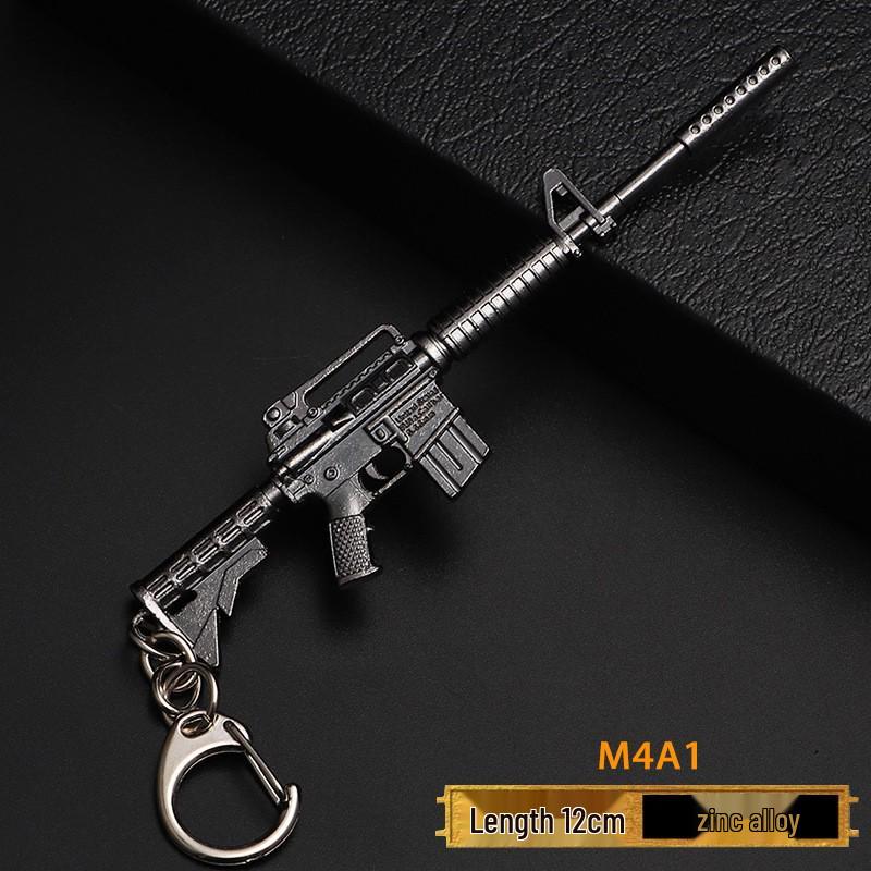 PUBG Peace Elite Chicken Dinner Anime Keychain Alloy Model Gun Toy Pendant