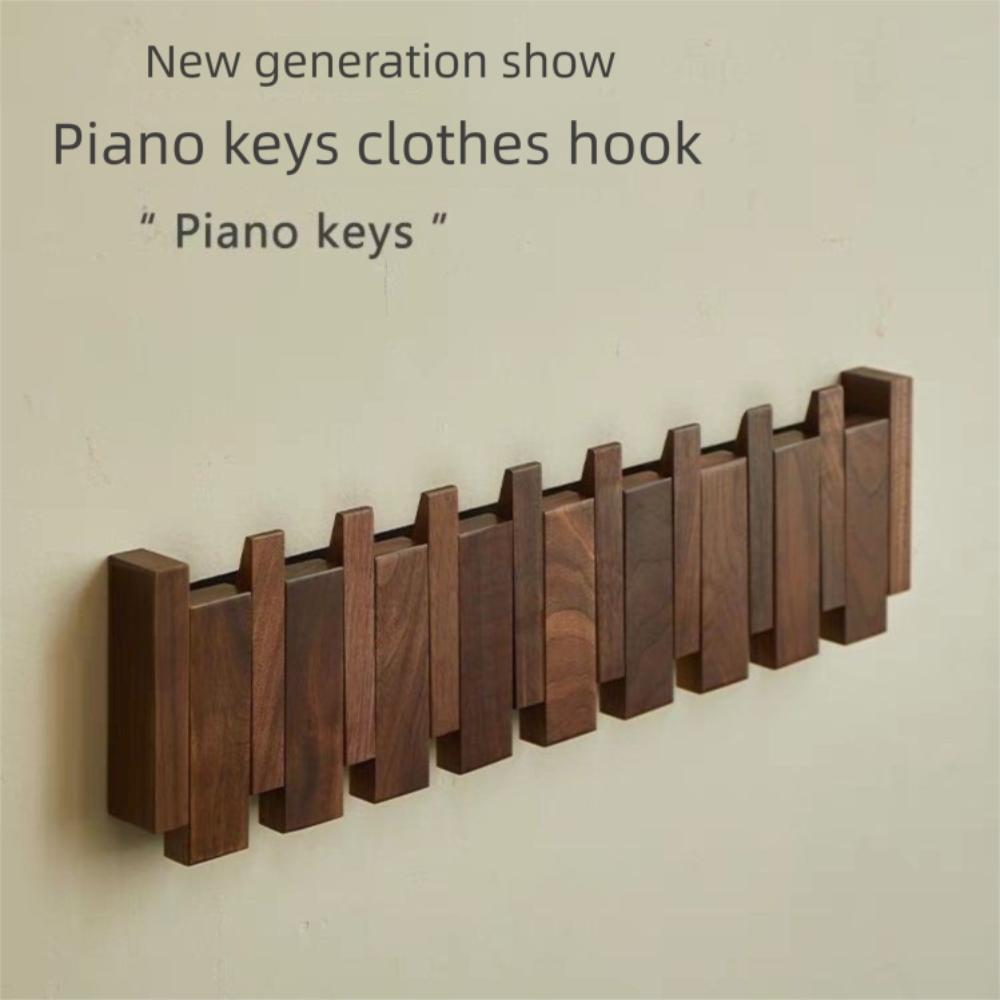 Wall Mounted Wood Coat Racks Piano Key Shaped Hats Organizer Creative Clothes Hook Keys