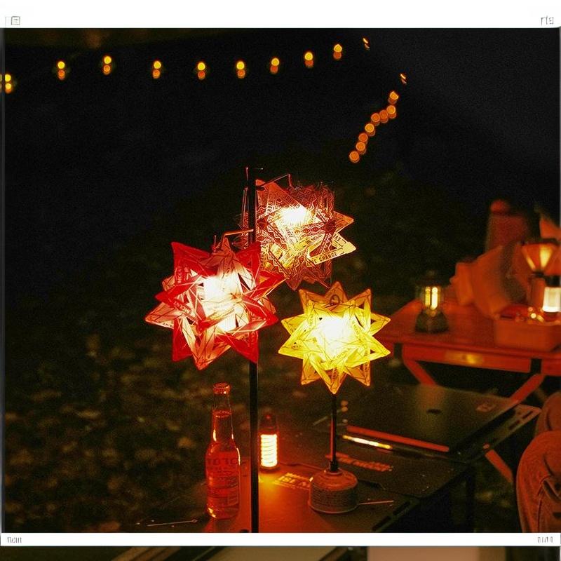 Outdoor Polestar Pp Board Lampshade Diy Camping Colorful Waterproof Hollowed-Out Lampshade Decorative Lantern Accessories